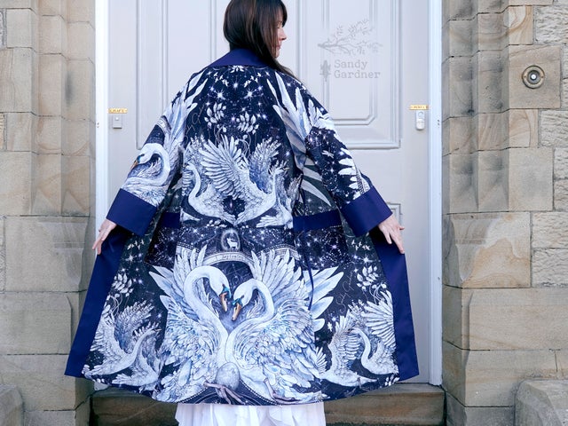 Numerisk dal Mellemøsten owl kimono / Gown / throw over / jacket / cover up / kaftan / cloak / kimono